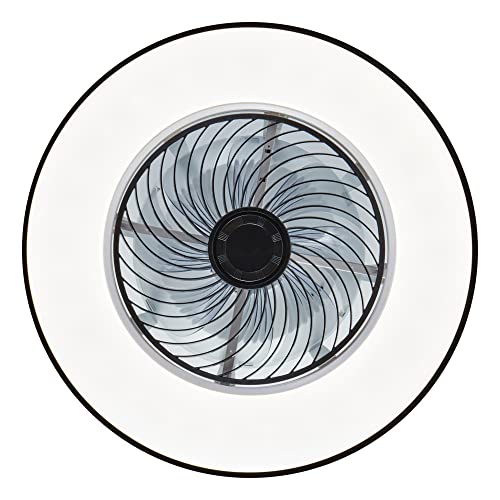 Yanaso Upgraded Ceiling Fans With Lights - Bladeless Low Profile Ceiling Fan Flush Mount, Remote & App Control, 3 Colors Dimmable Led 6 Speeds (Black) #TOP1