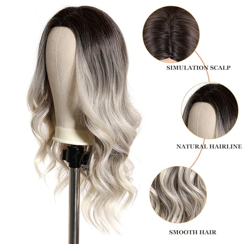 Esmee Long Wavy Ombre Brown to Blonde Wigs for Women Synthetic Hair Heat Resistant Ombre Wig for Daily Party Cosplay Use-24Inches - Image 4