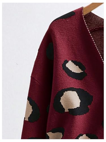 Image of WDIRARA Women's Leopard Tiger Print Cardigan V Neck Long Sleeve Color Block Button Down Sweater Outwear