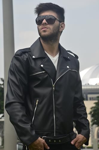 Image of TLC Mens Leather Motorcycle Jacket | Genuine Lambskin Asymmetrical Style Black Leather Biker Jacket Men