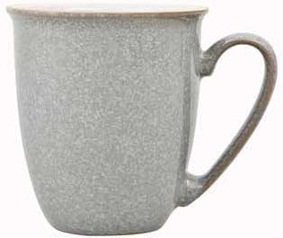 Denby - Elements Light Grey Coffee Mug Set of 4-330ml Stoneware Ceramic Tea Mug Set For Home & Office - Dishwasher Safe, Microwave Safe - Pale Grey, White - Chip Resistant