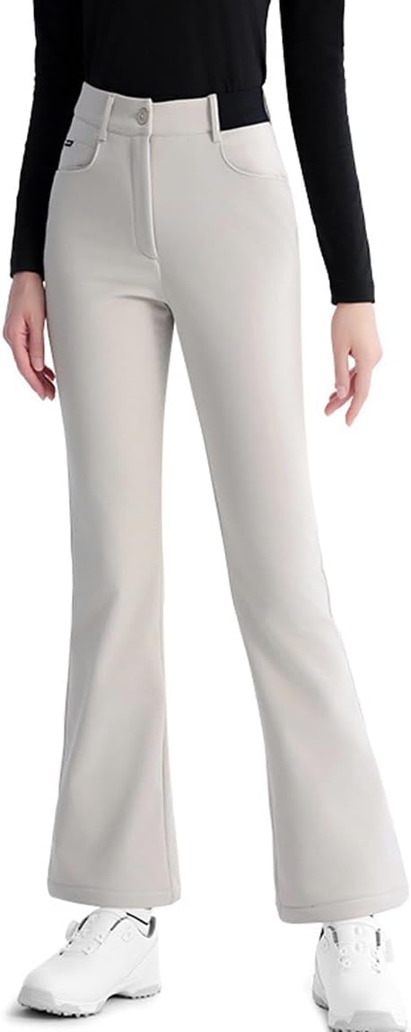 Women's Golf Pants Winter Fleece Warm Flared Dress Pant Trousers Stretch Slim Fit Work Joggers