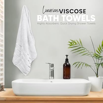 YRALY Luxus Handtücher für Badezimmer 8-2er Set Badetücher 2 Handtücher 4 Waschlappen - 600 GSM 100% Baumwolle Ringgesponnen Viskose Bordüre Handtücher Set – Bild 4