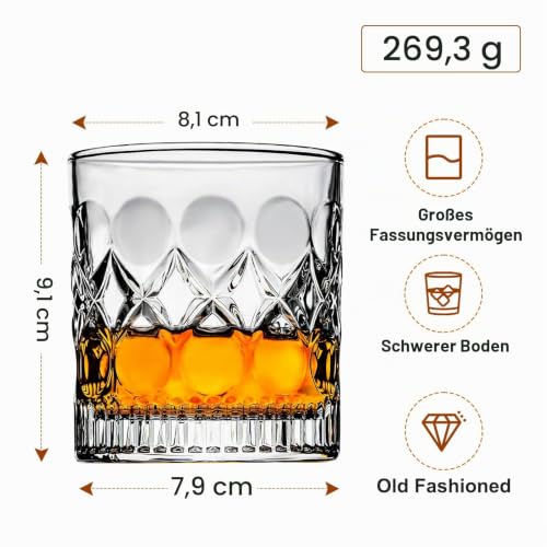 ParaCity Altmodische Gläser Schnitzdesign 300ml bleifrei, 2er-Set – Ansicht 2