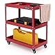 FANTASK Werkstatt-Rollwagen 3 Etagen, Werkstattwagen mit 4 Universalrädern & Griff, Werkzeugwagen aus Metall, Montagewagen Rollwagen 120kg Belastbar für Garage Zuhause Lager, 73 x 36 x 75cm,Rot