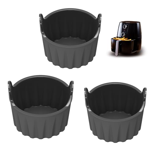 3Pcs Ramekins for Air Fryer, Silicone Poached Egg Moulds Reusable Air Fryer Egg Poacher Egg Bites Molds Maker BPA Free for Oven Microwave