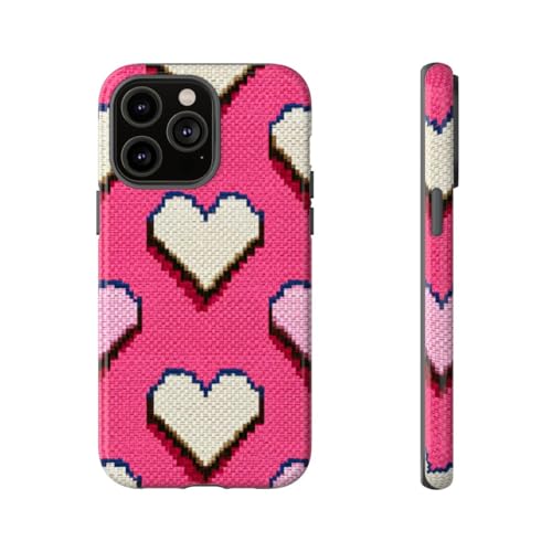 Coque rigide iPhone 14 Pro Max brillante antichoc à motif cœur rose