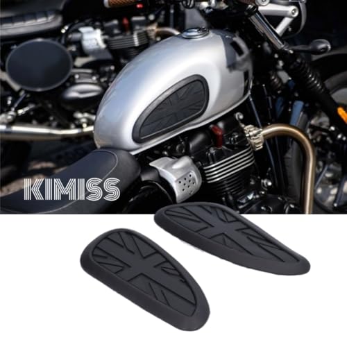 Image of KIMISS Motorcycle Tank Knee Pad, Fuel Tank Sticker Pad Protector Rubber Replacement for T100 T120 /Speed ​​Twin /Street Scrambler(black)