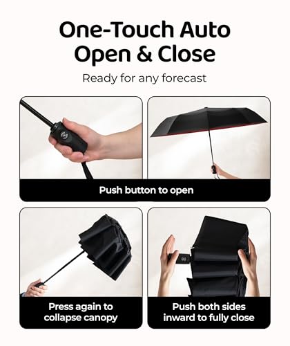 Image of Repel Windproof Travel Umbrella - Compact & Withstands Winds up to 100MPH, Strongest Premium Auto Folding Umbrella for Rain and Sun - Durable, Light & Portable for Women & Men, Fits Backpacks & Cars