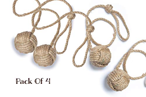 RII Beautiful Curtain Tiebacks, Natural Soft Jute Curtain Rope Pullback, Handmade Rustic Decorative Curtain Holdbacks, Hand Braided Modern Drapery Tiebacks (2 Pair) - Image 2