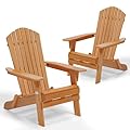 VINGLI Folding Adirondack Chairs Set of 2, Wood Adirondack Chair for Outdoor, Foldable Fire Pit Chairs for Patio, BBQ, Porch, Yard, Pool
