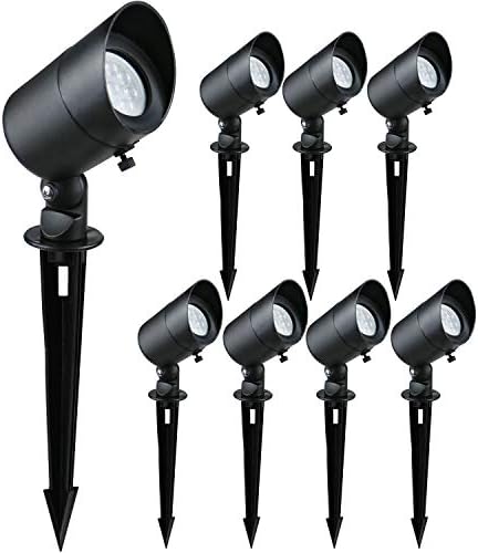 Doluck 4W LED Landscape Lights Low Voltage Landscape Lighting Spotlights GL101-BKLED8 AC/DC 12V Warm White Waterproof for Driveway,Yard, Lawn,Patio,Walls,Trees,Flags,Outdoor Light (Black, 8 Pack)