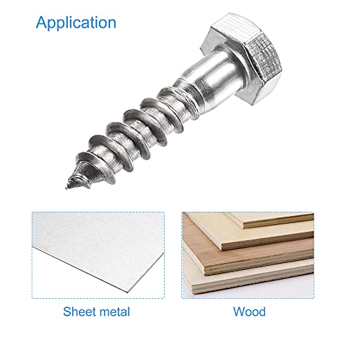 sourcing map 10Stk. Sechskantschrauben M8x30mm 304 Edelstahl selbstschneidende Schrauben