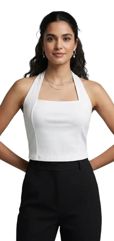 Women Polyamide Spandex Stretchable Halter Neck Corset Top