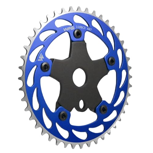 WFS Helix Chainring w/Spider Sprocket 44T 1/8' 110mm BCD 5 Arm Hole Old School BMX, Blue, WFS3066-BO