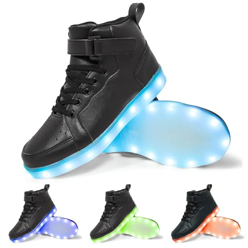 Big Kids Adult Light Up Trainers Luminous Sneakers Boys Girls USB Charging Led High Top Flashing Shoes Xmas2