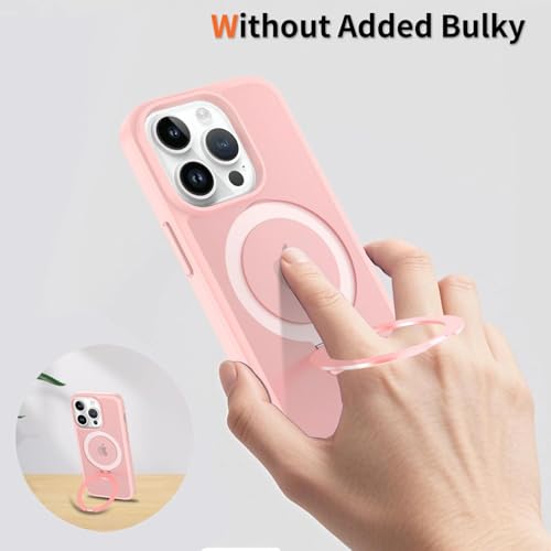 Image of Magnetic for iPhone 13 Pro Case & iPhone 14 Pro Case, 6.1 inch, Compatible with MagSafe, Rugged Kickstand, Not-Yellowing Military-Grade Protection, Matte Pink