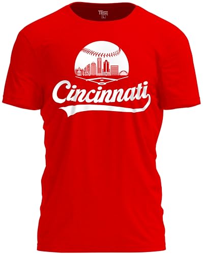 TeeStock Cincinnati Baseball Shirt Cityscape Fan T-Shirt with Urban Skyline Graphic