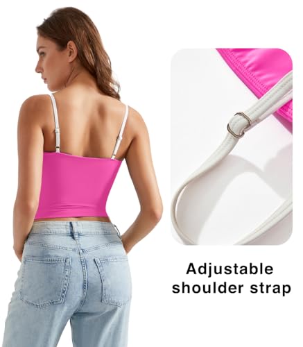 Image of OMKAGI Womens Workout Tank Tops Adjustable Strap Longline Sports Bra Padded Sleeveless Top