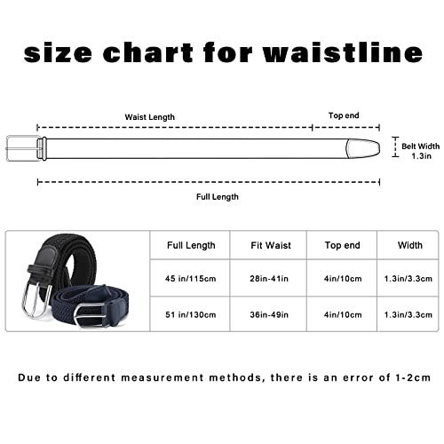 Awaytr Elastic Braided Belt For Women - 2Pcs Unisex Stretch Woven Fabric Belt For Jeans (Black+Brown) #TOP2