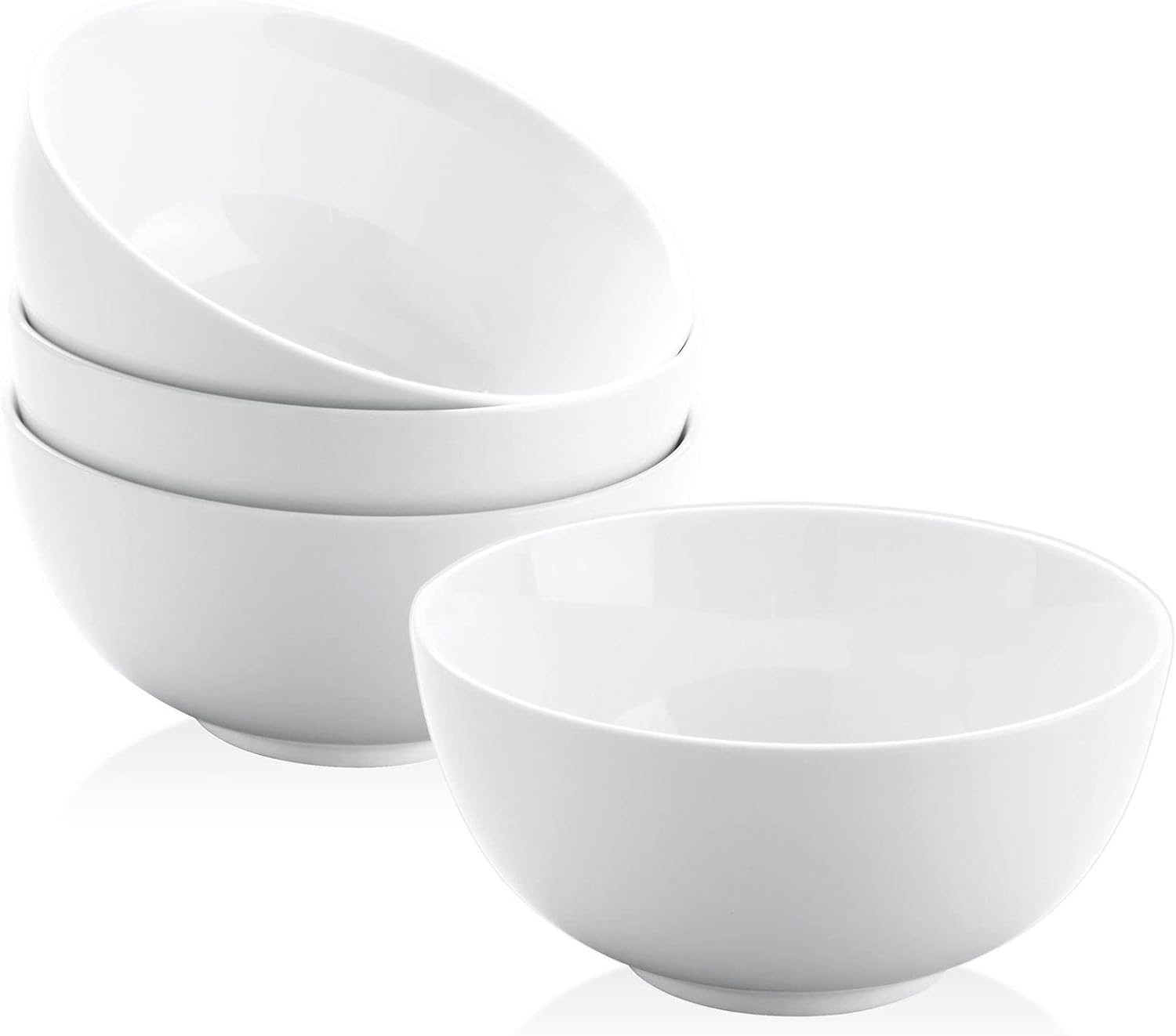 Yedio 22 oz White Porcelain Bowls Set of 4 – Cereal, Soup, Rice, Oatmeal & Salad Bowls – Microwave & Dishwasher Safe, Stackable for Kitchen Use