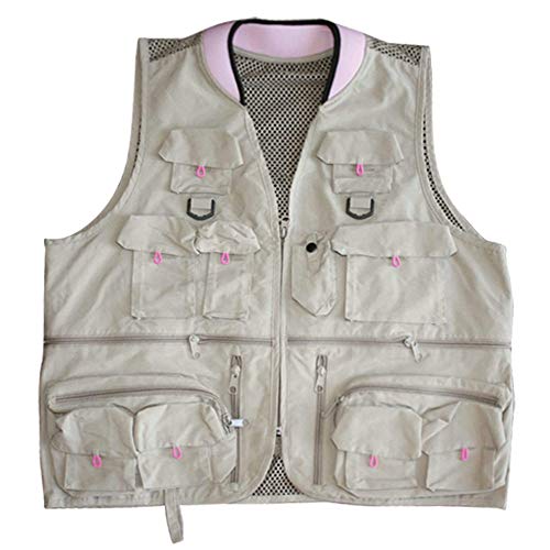 Master Sportsman Women's Alpine Fishing Vest (Khaki/Pink, Large)