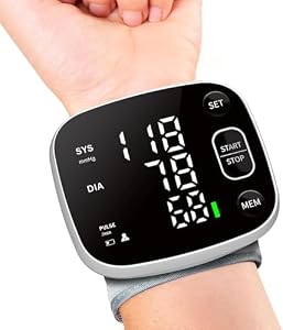 Blood Pressure Monitors Rechargeable Digital Wrist Blood Pressure Machine for Home Use BP Machine Adjustable Wrist Cuff with Voice Broadcast 240 Memory Storage for 2 Users with Carrying Case