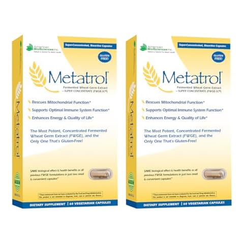 American BioSciences Metatrol 2-Box Bundle, Mitochondrial Rescue & Daily Immune System Support Fermented Wheat Germ Extract - Super Concentrate, 60 Capsules per Box, 41mg of FWGE-SC per Serving Cover