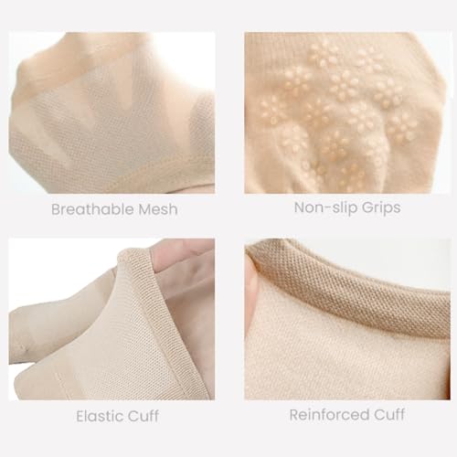 4-Pack No-Show Toe Socks for Women, Seamless Grip Non-Slip Liner Socks for Mules and Casual Wear3