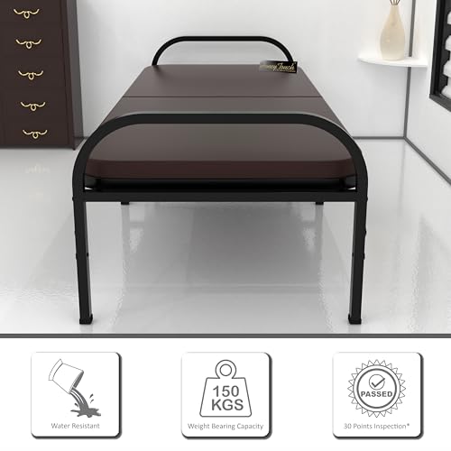 Image of Honey Touch Atlas Folding Bed Single with Double Layer Mattress | No Assembly Required | Foldable Bed for Sleeping /Guests /Rented Apartments /Bedroom (2.5ft x 6ft, Black)