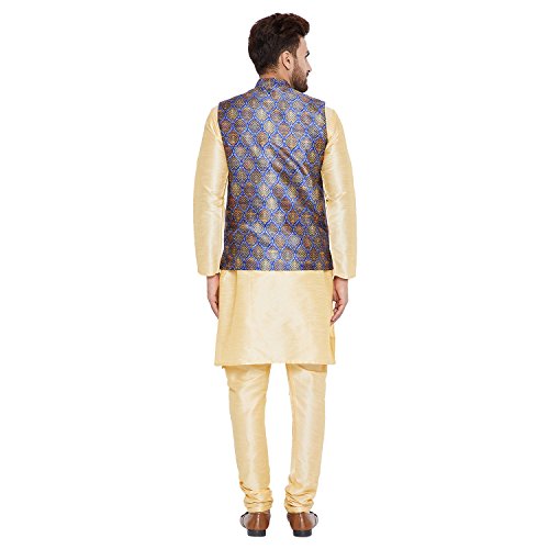 Image of SOJANYA (Since 1958, Men's Silk Blend Grey Kurta Pyjama & Silk Blend Jacket Combo