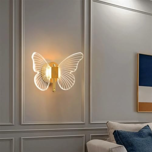 Applique simple créative papillon LED tout en cuivre dorée
