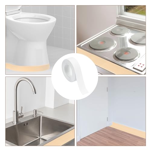 Image of uxcell 4 Rolls White Caulk Sealant Strip Waterproof Self Adhesive 0.87 inch x 10.5Ft Toilet Caulk Tape, Bathtub Caulk Sealing Strip for Kitchen Countertop, Sink, and Floor Edge Protector