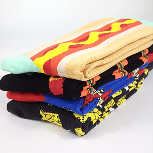 HSELL Mens Fun Patterned Dress Socks Funny Novelty Crazy Design Cotton Socks Gift for Men