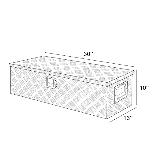 Eivojor 30" Aluminum Stripes Plated Tool Box Pick Up Truck Bed Rv Trailer Toolbox Storage Organizer With Side Handle,Waterproof Lock And Keys - Black #TOP2