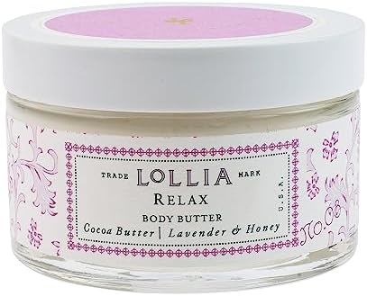LOLLIA Relax Body Butter, 5.5 oz. - Lavender & Honey Fragrance - Shea Butter & Cocoa Butter, Body Lotion for Women, Hydrating & Smooth Body Moisturizer