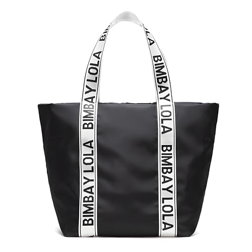 Bolso de Hombro Grande Mujer - Bolso shopper mujer- Bolsa de nylon - Bolsos de Mano Asa Larga Señora - Totalizador Casual Viaje Trabajo Escuela Diario Vida - Negro