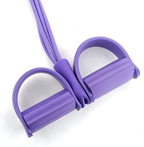 4-Tube Elastic Pull Rope,Sit-up Equipment Yoga Strap Bodybuilding Expander Tummy Trainer Foot Pedal Pull Rope Resistance Exercise for Abdomen Arm Waist Pilates Leg Stretching Slimming Training Purple