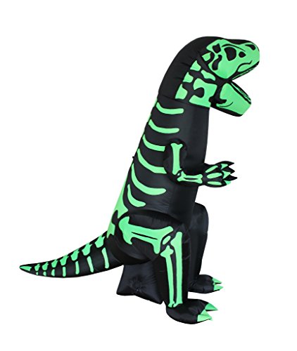 8 Foot Tall Halloween Inflatable Green Skeleton Dinosaur Tyrannosaurus T-Rex Lights Outdoor Indoor Holiday Decorations, Blow Up Led Lighted Yard Decor, Giant Lawn Inflatables For Home Family Party #TOP3