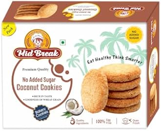 MidBreak Sugar-Free Coconut Biscuits - High Fiber Gut-Friendly Low Glycemic Index Cookies Tasty Healthy Snacks Pack of 1