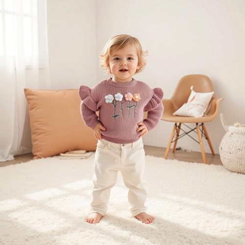 Baby Girl Sweater Cute 3D Floral Knit Sweaters Toddler Infant Crewneck Pullover Sweatshirt Tops Fall Winter Clothes3