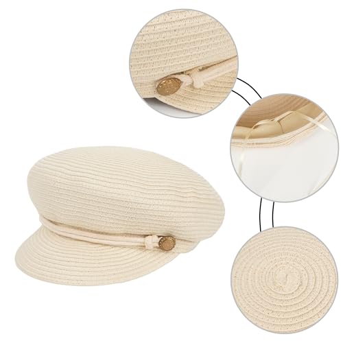 Gorro newsboy ancho de paja para mujer miniatura 5