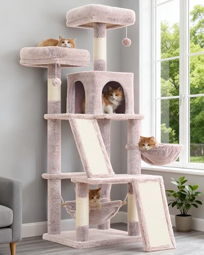 Image of Gitelsnour Cat Tree Tower Multi-Level with 2 Scratching Boards, GCT022MU