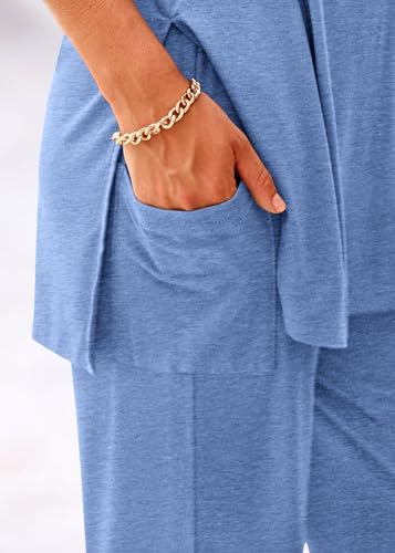 KIRUNDO 2 Piece Lounge Sets for Women Airport Travel Outfit(Dusty Blue, M) - image 5