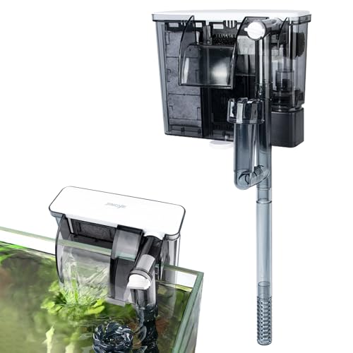 XIULIUU Hang on Back Aquarium Filter, HOB Filter 500L/H for 300L Fish Tank Power Filter with Adjustable Water Flow & Intake Tube External Hang-On Back Filter