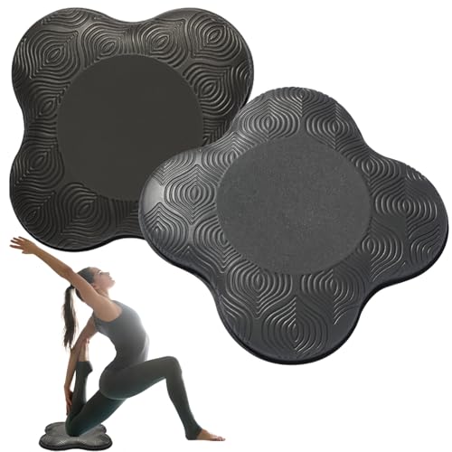 MBHKRRS 2 Pack Yoga Knee Pads Mat Set - Extra Thick Foam Kneeling Pad Cushion for Knees Elbows Wrists Head - Yoga Essentials for Women Men Non-Slip Pilates Meditation Floor Workouts (black)