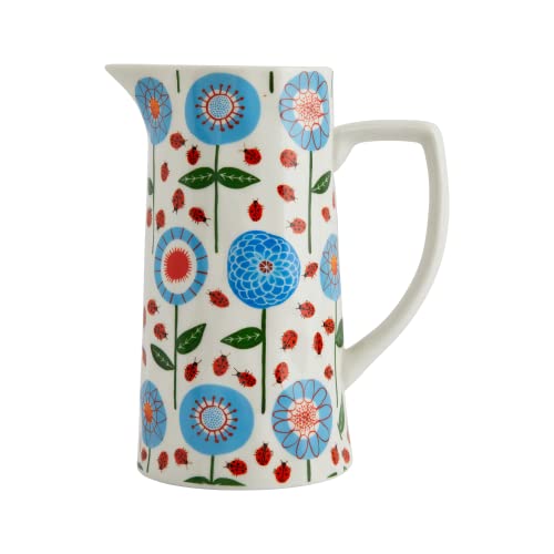 Creative Co-Op Cottagecore Stoneware Pitcher With Floral Design, Multicolor 64 Ounces #TOP5