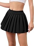 MJBGSHOW Womens Mini Pleated Skirts Sexy Y2k High Wiast Short Skirt Stretchy Skater A-line Tennis Skirt Black XL