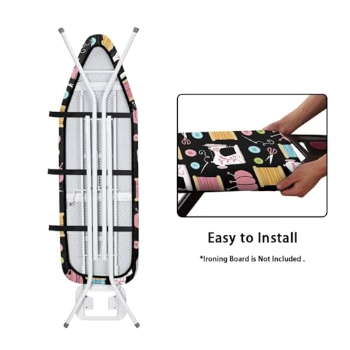 Image of Sewing Machine Patterns Ironing Board Cover Premium Polyester, Fits Full Size Board | Stain and Scorch Resistant; Elastic Edge | Laundry Accessories