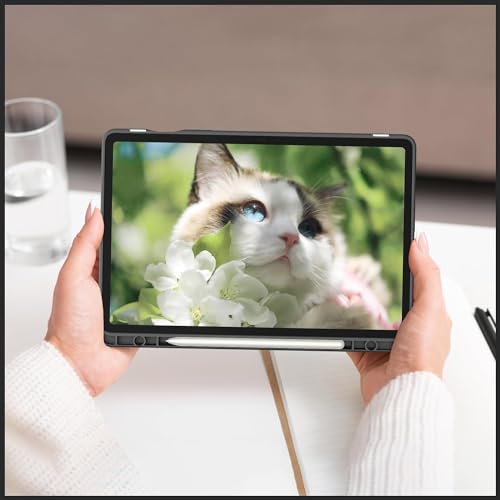 Image of ProElite Cover for Samsung Galaxy Tab S10 Lite 10.9 inch / Tab S9 FE 10.9 inch /Tab S10 FE /Tab S9 11 inch Cover Case, Smart Flip Case Cover with S Pen Holder, Marble Rose Pink [Transparent Back]